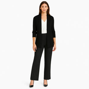 Women's New York & Company Petite Trousers MP Black Metallic Pinstripe